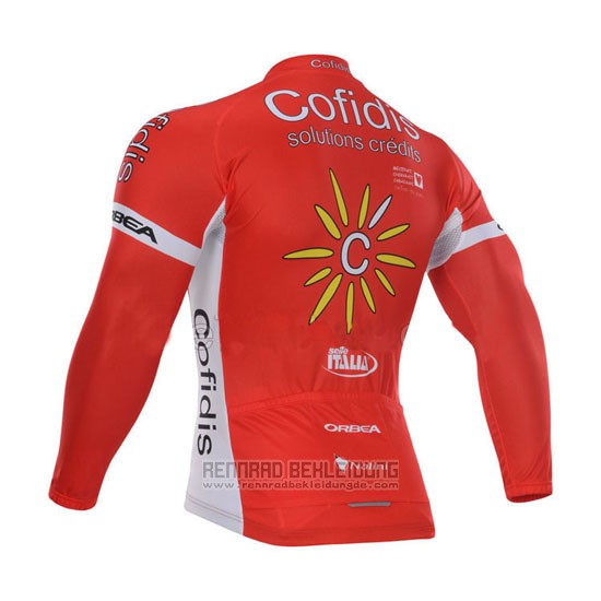 2015 Fahrradbekleidung Cofidis Rot Trikot Langarm und Tragerhose - zum Schließen ins Bild klicken